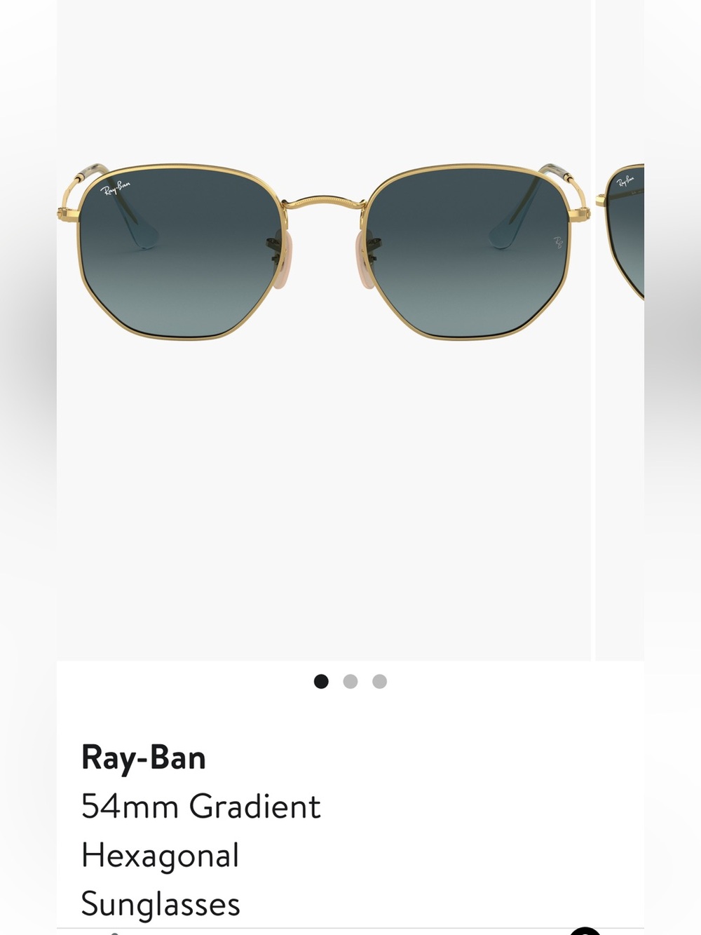 Ray-Ban Gold Frame Sunglasses with Blue Gradient Lenses. NWOT